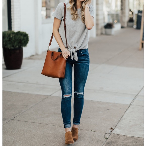 Madewell Tops - Madewell Tie-Front Tee Heathered T-Shirt